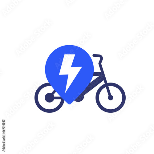 electric bike or bicycle vector icon on white