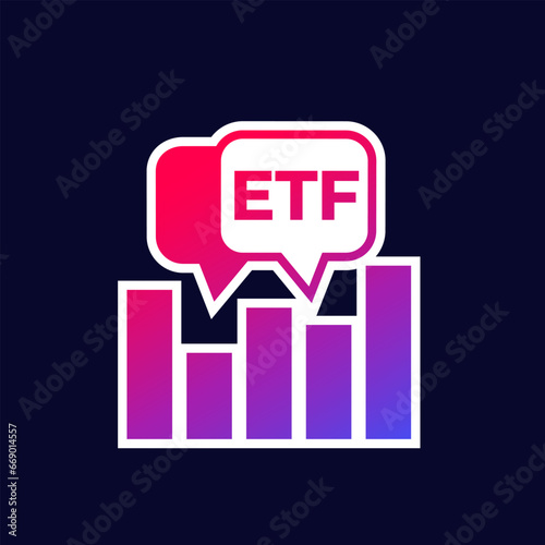 ETF trading icon with a chart, exchange traded funds
