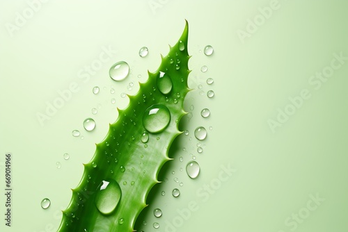aloe vera on a light blue or light green background round drops top view super-realism realistic
