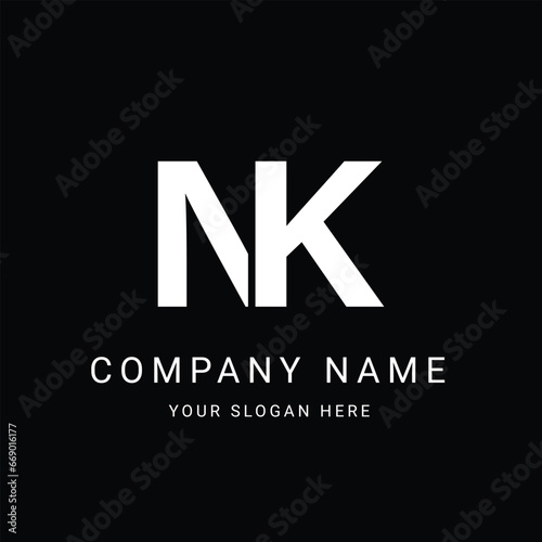 NK Letter Initial Logo Design Template Vector Illustration