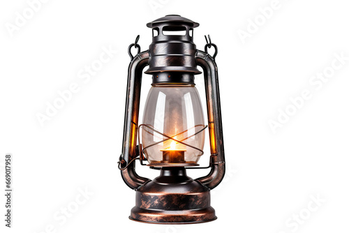 Gas lantern with burning light, isolated on a white background PNG