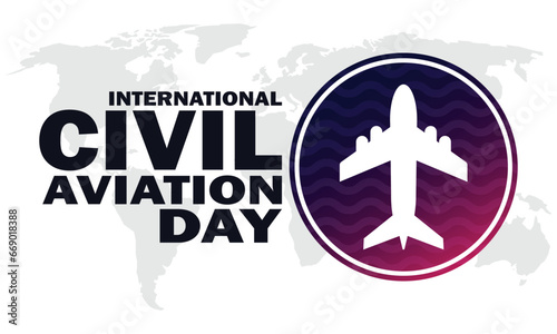International Civil Aviation Day. Holiday concept. Template for background, banner, card, poster with text inscription. Vector EPS10 illustration.