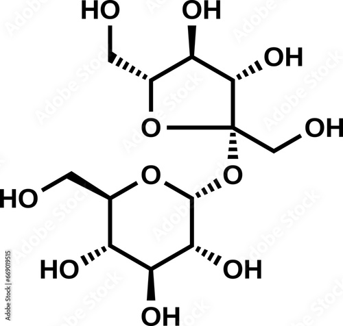 Sucrose structural formula, vector illustration