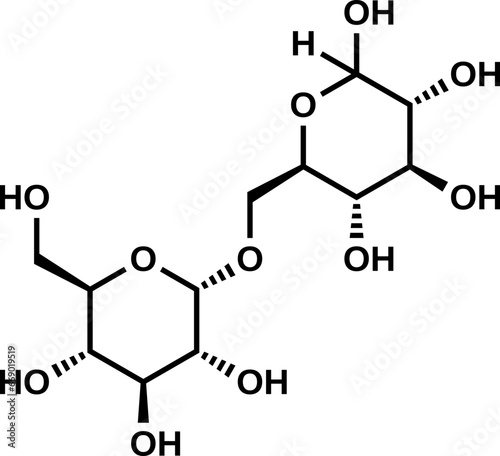 Isomaltose structural formula, vector illustration