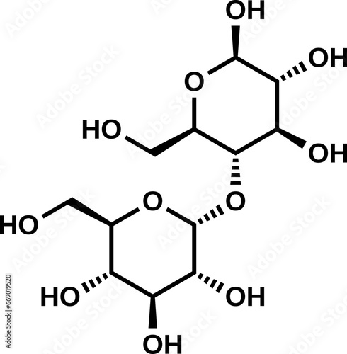 Maltose structural formula, vector illustration