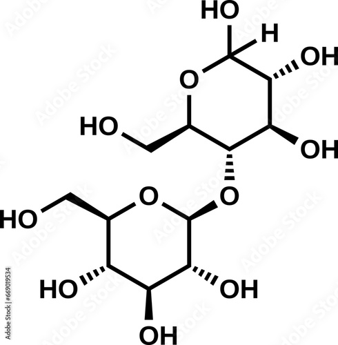 D-cellobiose structural formula, vector illustration