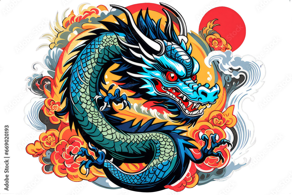 Beautiful Chinese dragon with no background.