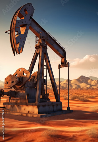 Oil pump, Price war, Oil market prices continuously increasing, World Oil Industry concept. photo