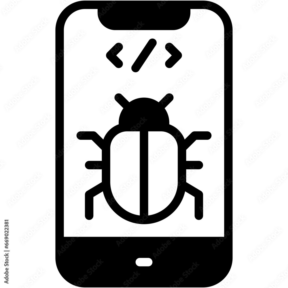 Vector Icon Bug, Smartphone, Testing, SEO And Web, Insect, Technology Vector Icon Bug, Smartphone, Testing, SEO And Web, Insect, Technology