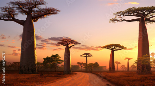 Sunset target: Madagascar's Baobab, Generative Ai