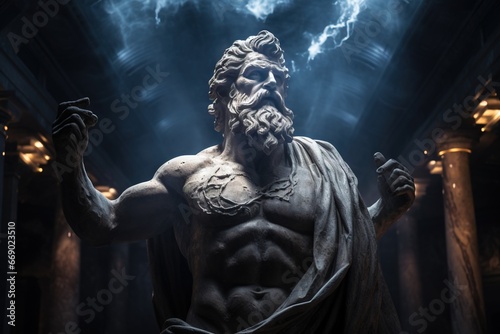 Personne de sculpture stoïque avec pierre, peau. Grec ancien, romain, abstrait. Stoïcisme. IA générative, IA © MiniMaxi