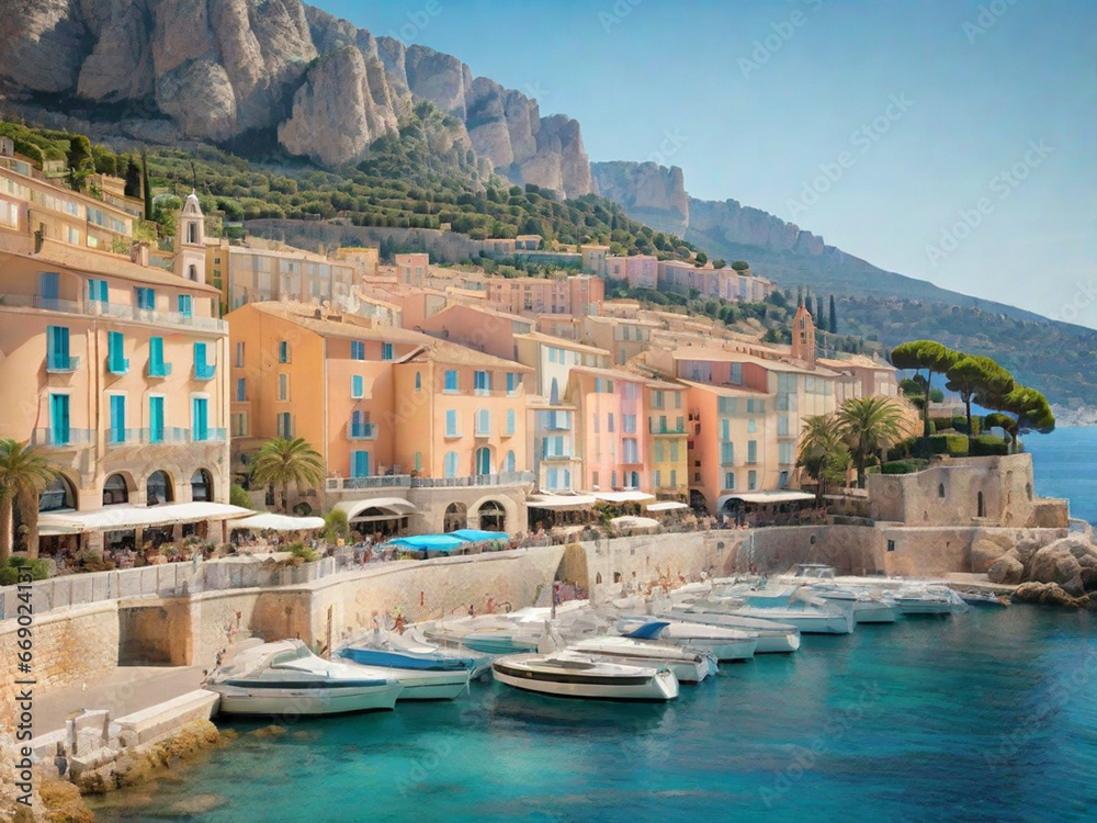 French Riviera Landscape Photography, generative ai