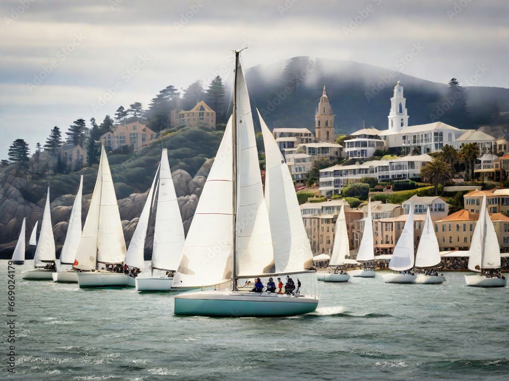 Obraz premium French Riviera Landscape Photography, generative ai