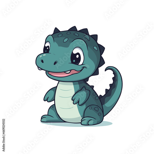 Adorable Alligator Hatchling  Simple Cartoon Vector Art  Digital Download  White Background  Black Lines