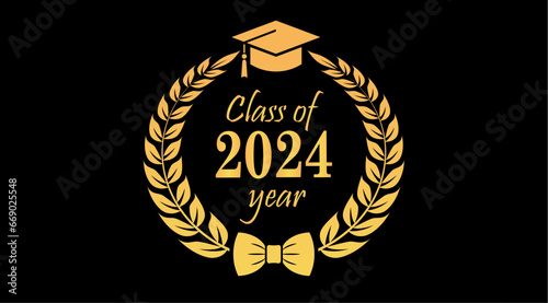Graduation vector sign, senior class of 2024 year