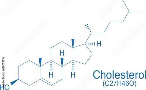 Cholesterol chemical formula on white background