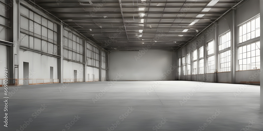 Empty room blurred in warehouse background. Empty room blurred in warehouse background.