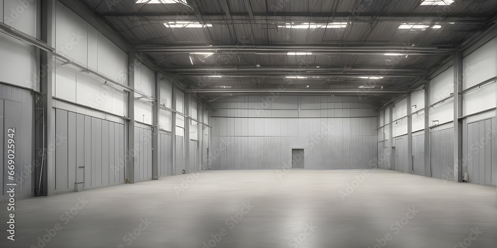 Empty room blurred in warehouse background. Empty room blurred in warehouse background.
