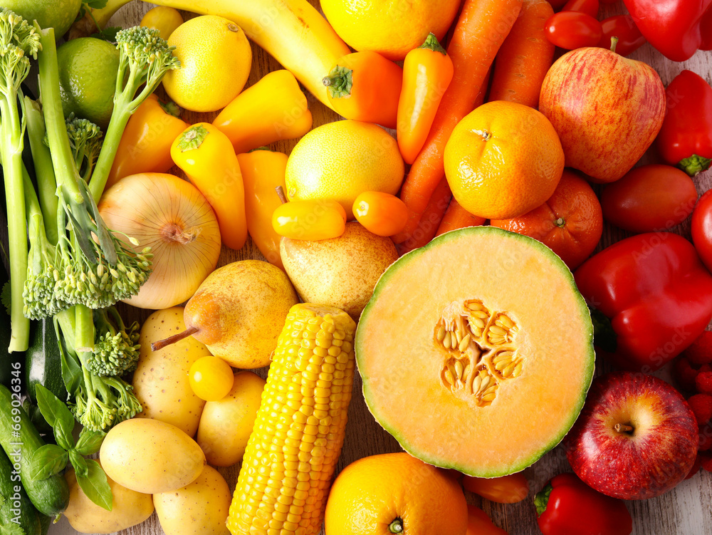 Rainbow fruit and vegetables