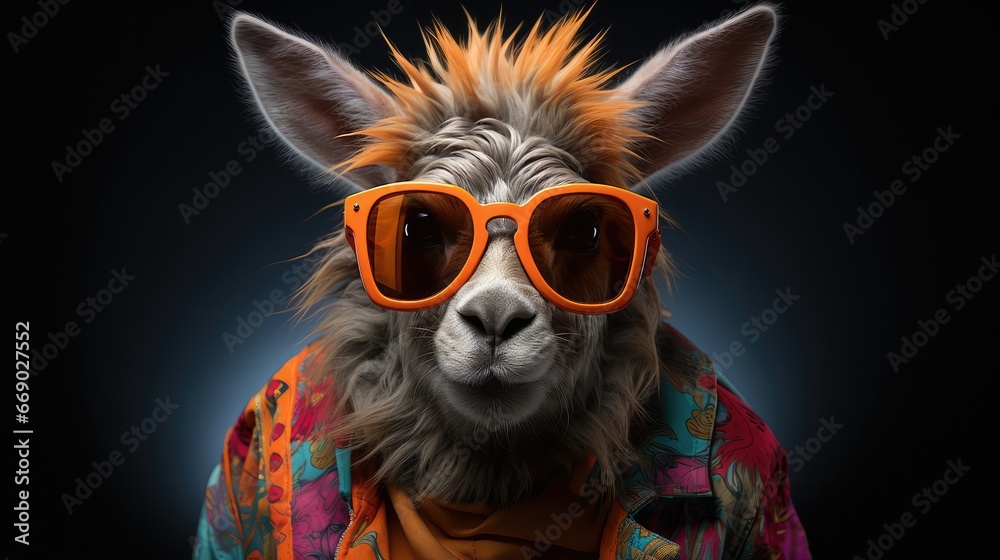 Fototapeta premium Lama wear sunglasses.