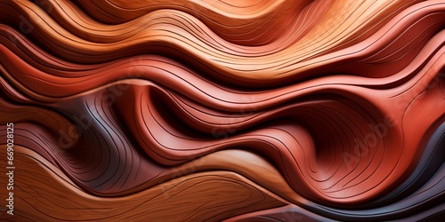 Wooden art background - abstract close-up of detailed organic brown wave wave wall texture banner wall carved wood