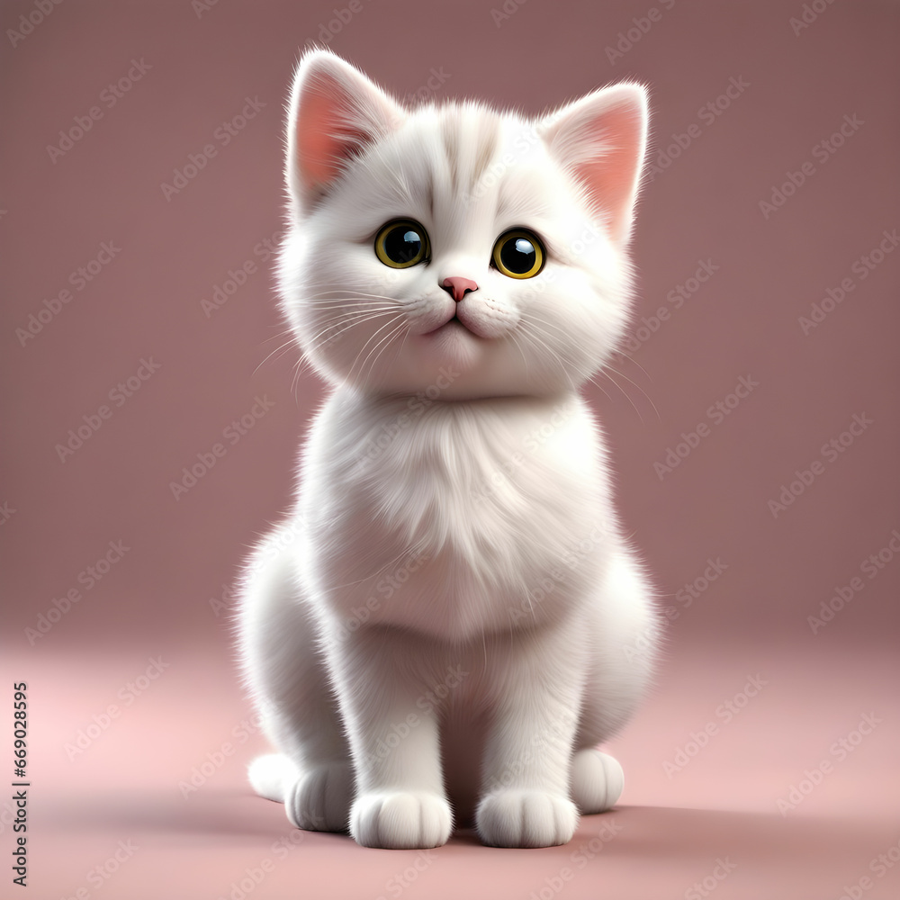 3d cute baby cat