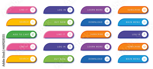 Flat design call to action button set