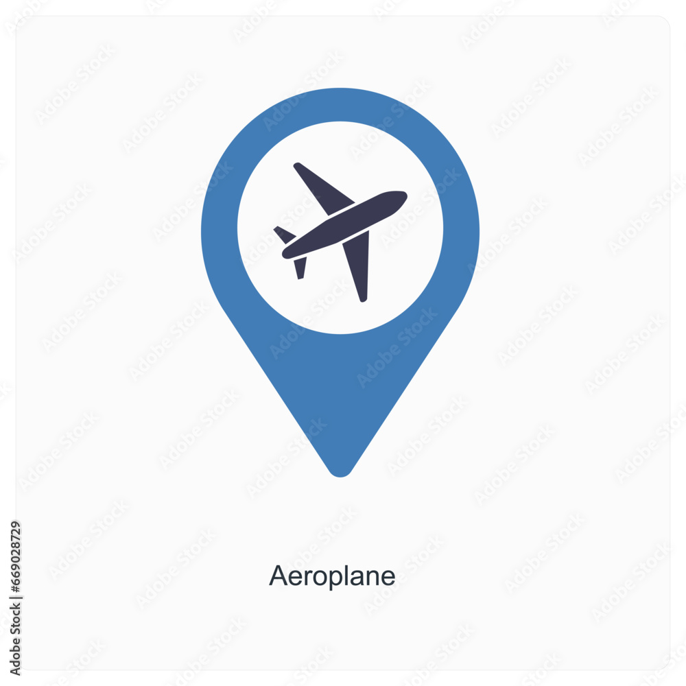 Aeroplane and location icon concept