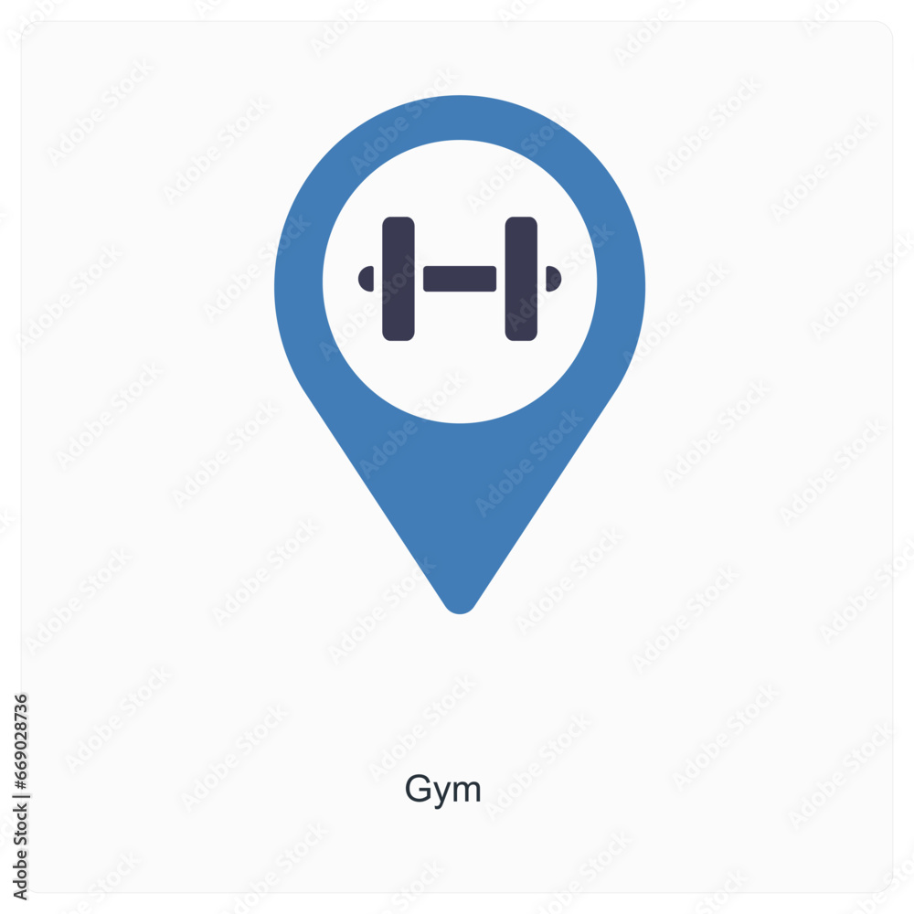 gym and location icon concept gym and location icon concept