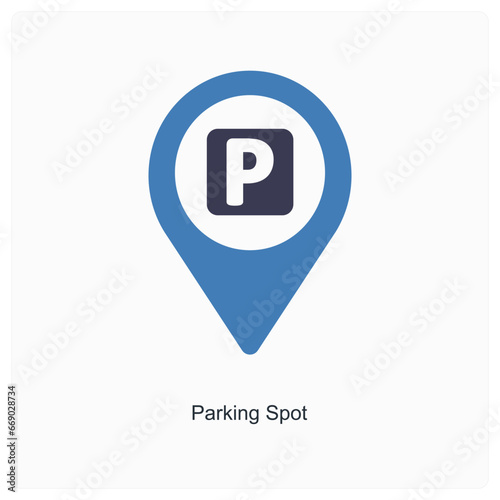 Parking spot and location icon concept