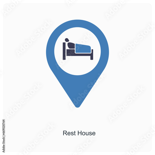 Rest House and location icon concept