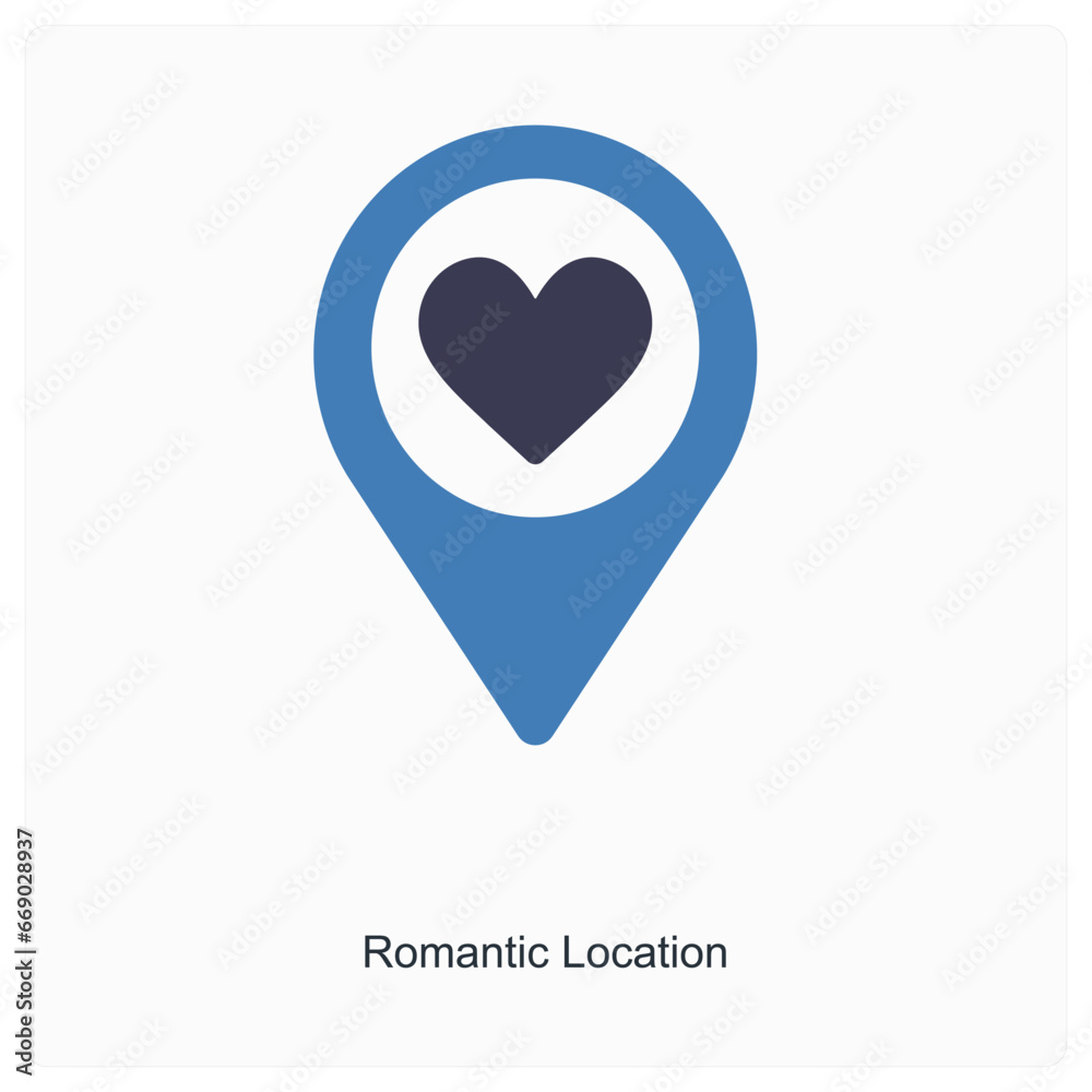 Romantic Location and location icon concept
