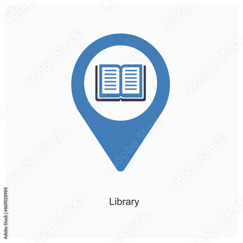 Library and location icon concept