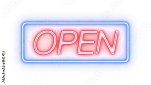 ネオン　バー　OPEN　文字　ブルー　透過