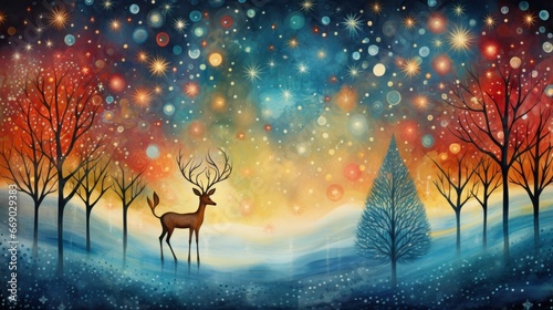 Whimsical Christmas Lights  Watercolor Fantasy