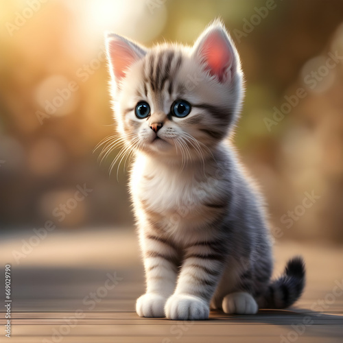 3d cute baby cat