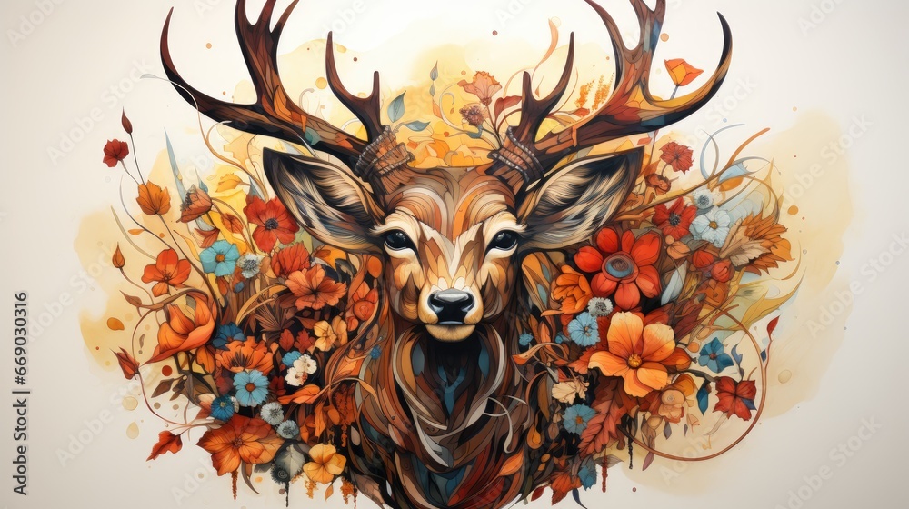 The deer with flowers