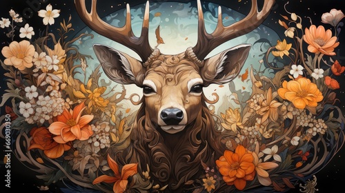 The deer with flowers