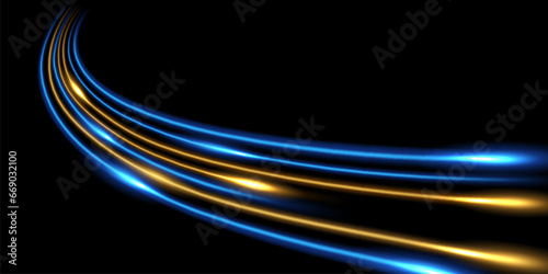 Beautiful light speed lines design on black background. Vector illustration