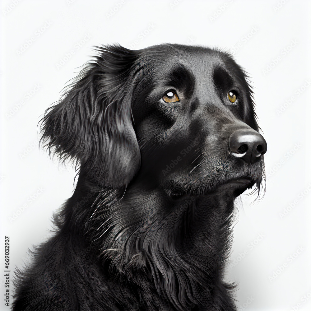 A loyal black dog with attentive eyes, sleek coat, and perky ears against a white background. This simple and contemporary portrait exudes minimalistic elegance. AI Generative. A loyal black dog with attentive eyes, sleek coat, and perky ears against a white background. This simple and contemporary portrait exudes minimalistic elegance. AI Generative.