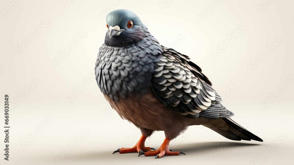 Naklejka premium pigeon on a white background