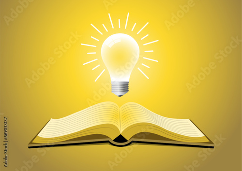 Open book with light bulb above it