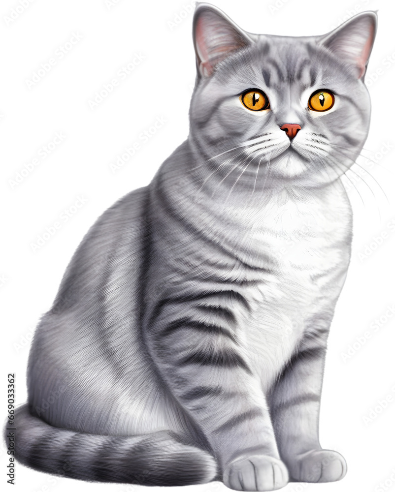 A sketch of a British Shorthair cat.