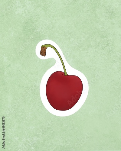 Delicious fresh ripe cherry fruit flat illustration design. Printable cherry ...