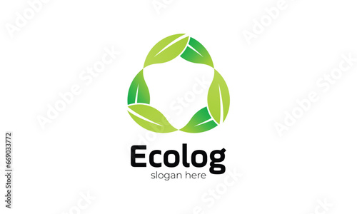 Ecology leaf icon logo vector green color nature growth environment symbol healthy organic agriculture plant botanical farmer concept