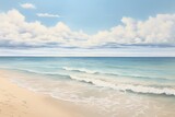 A Peaceful Beach Landscape: Soft Waves and White Sand for a Tranquil Escape