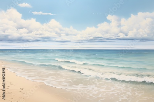 A Peaceful Beach Landscape  Soft Waves and White Sand for a Tranquil Escape