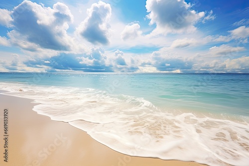 A Peaceful Beach Landscape  Soft Waves and White Sand - Serene Coastal Scene