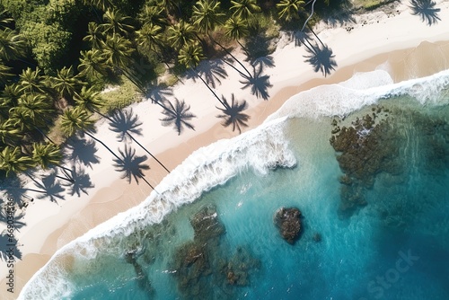 Aerial View: Palm Trees Scattered Across Tropical Beach - Captivating Image © Michael