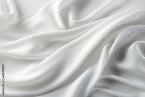 Alabaster Abyss: Abstract Waves of White Satin Cloth | Stunning Backgrounds